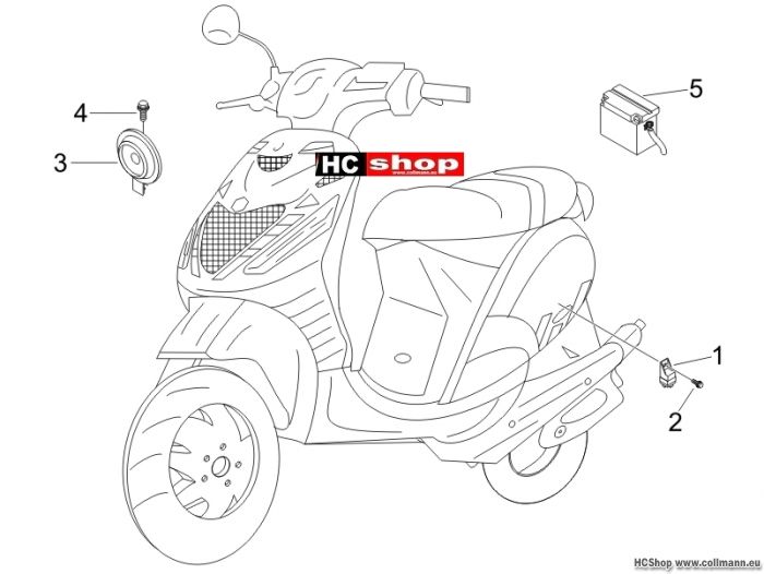 Piaggio Zip 50 SP Fernschalteren - Batterie