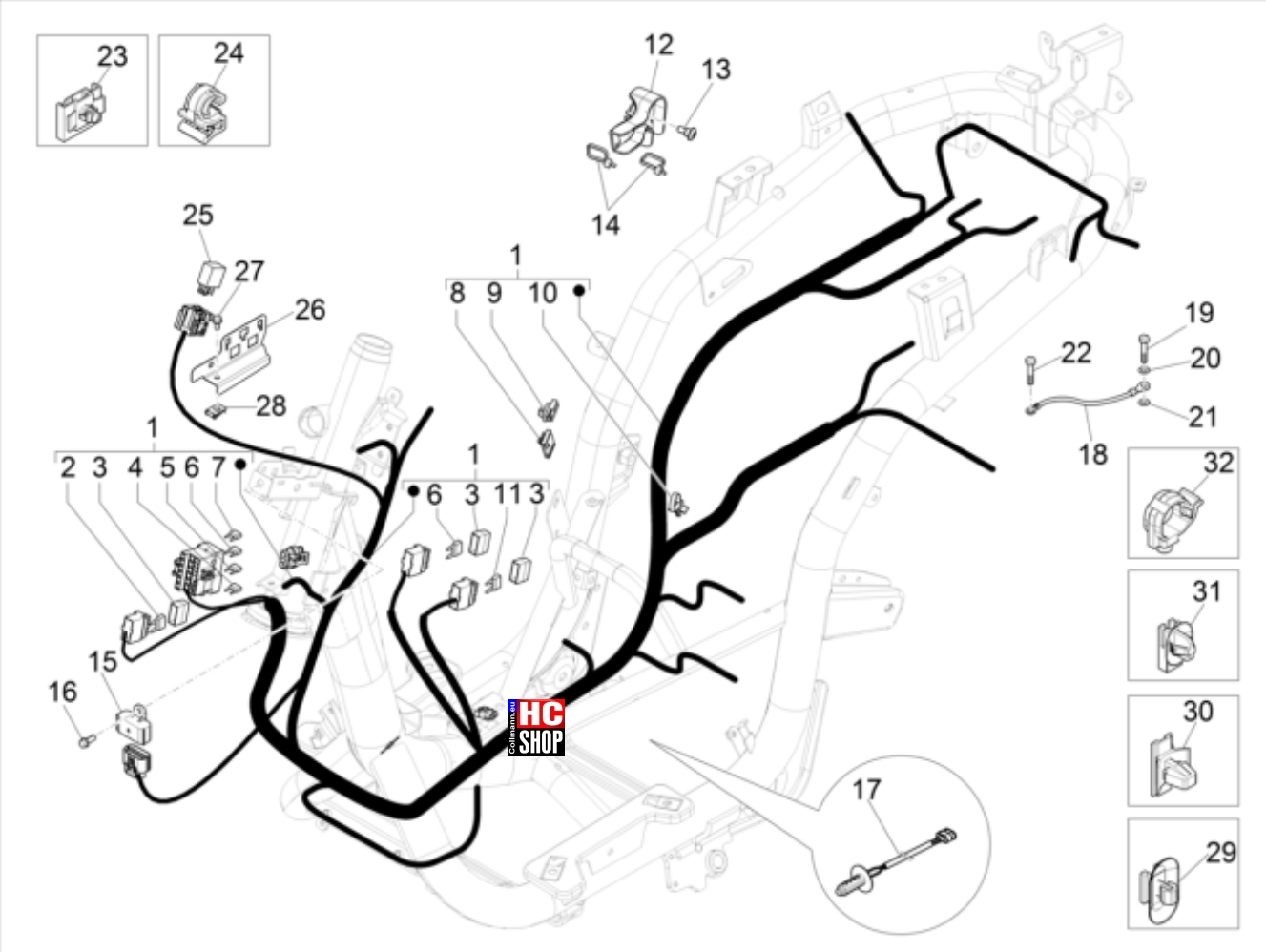 Piaggio Medley 125 E5 Elektrische Anlage Hauptkabelbaum