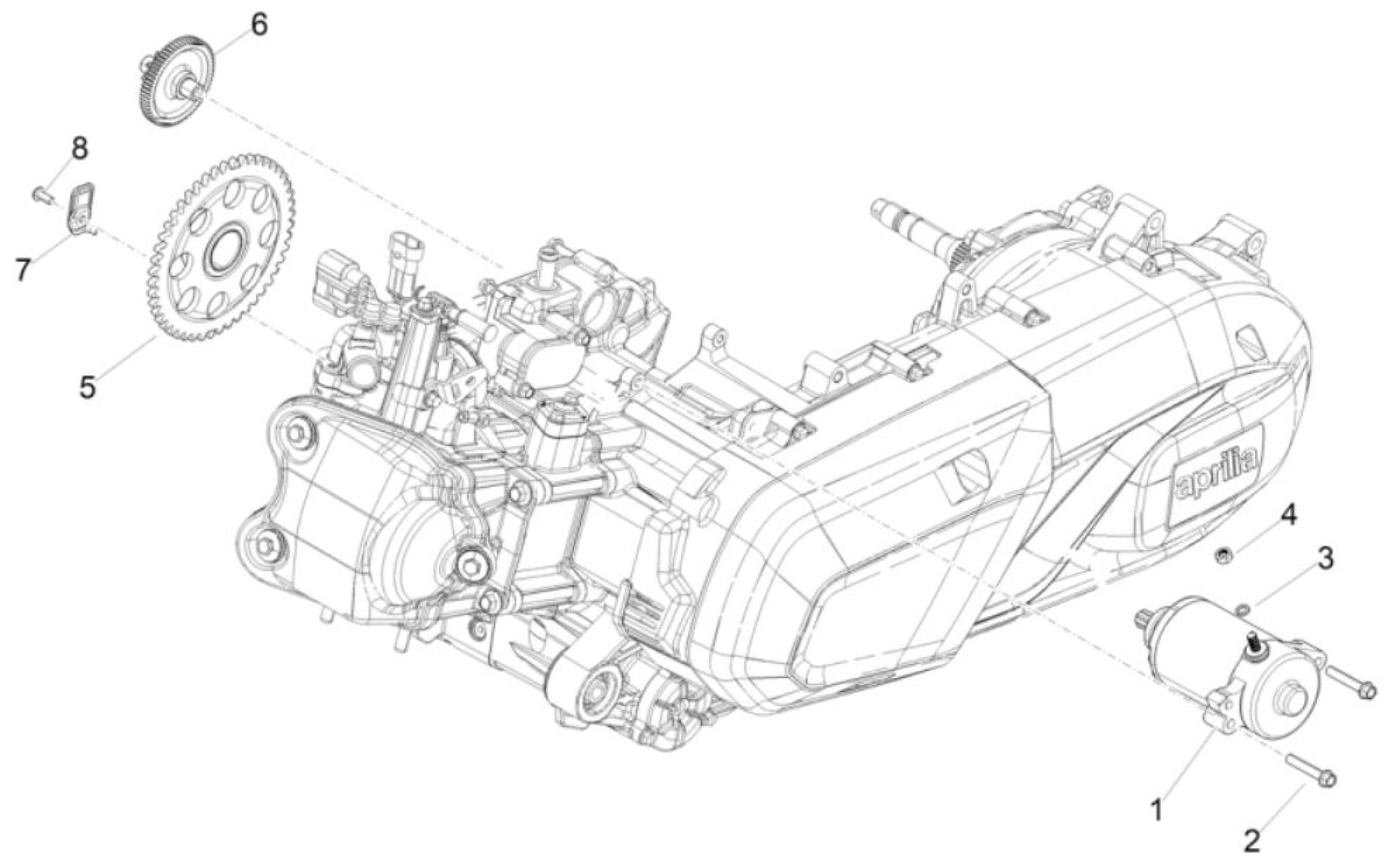 Explosionszeichnung Aprilia SR GT 400 E5+ Anlasser