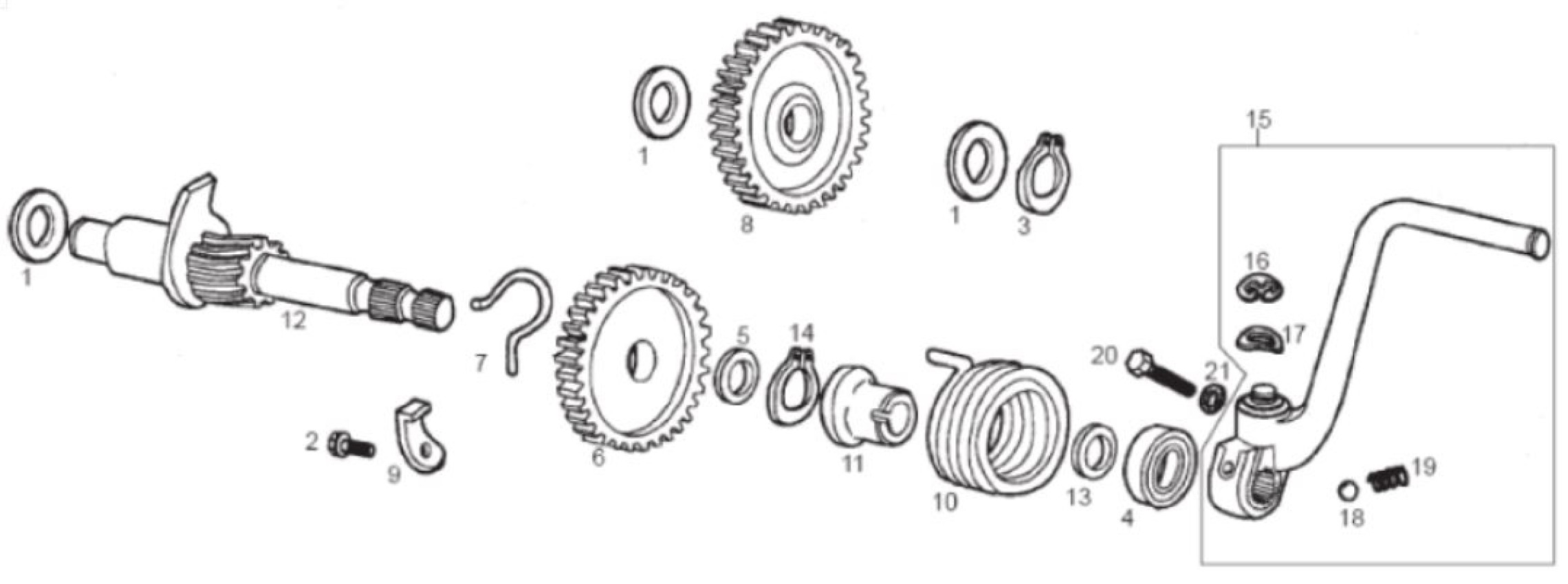 Explosionszeichnung Derbi Senda DRD 50 R / Senda DRD 50 SM Kickstarter