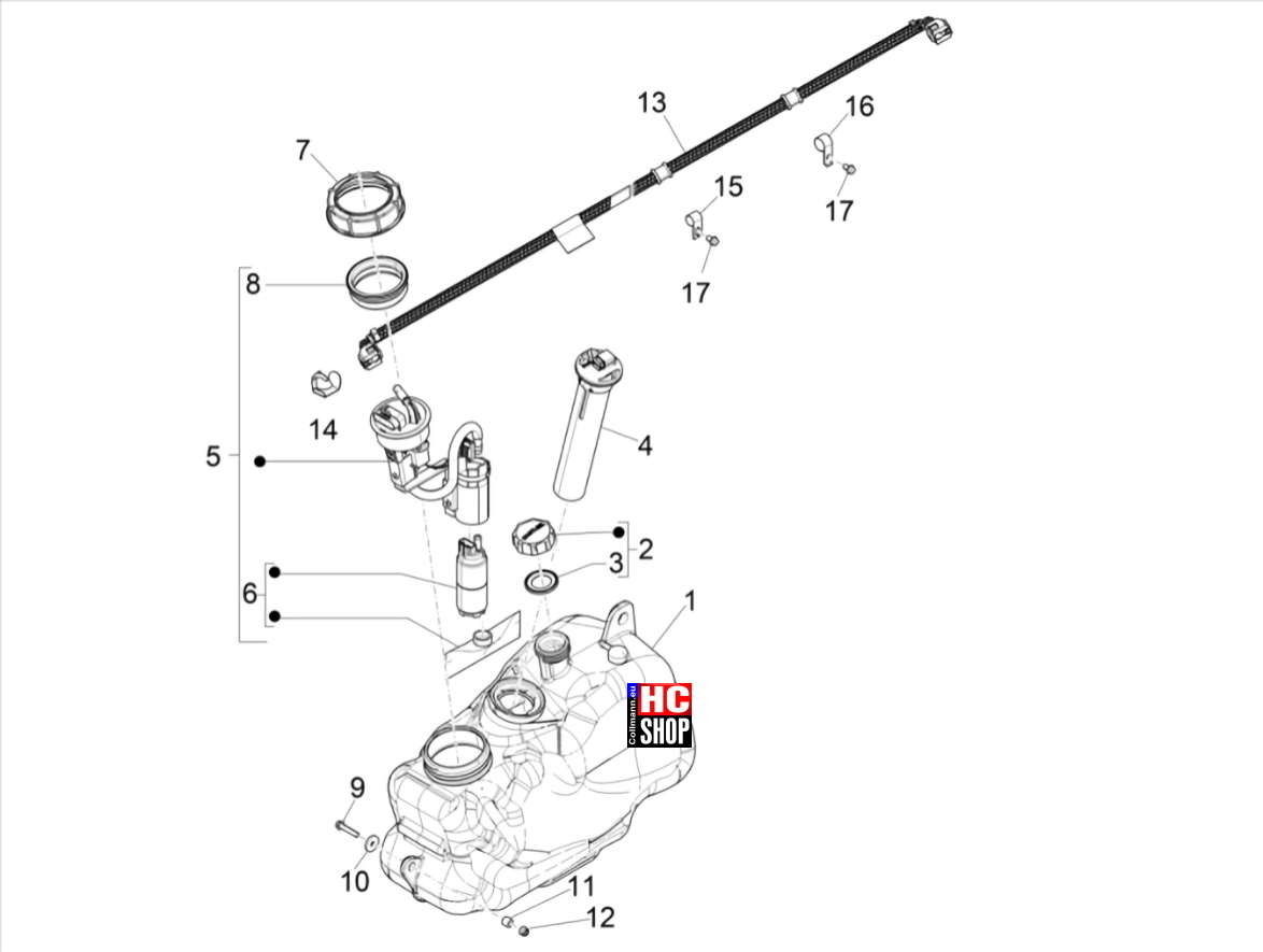 Piaggio MP3 400 HPE E5 Karosserie - Benzintank