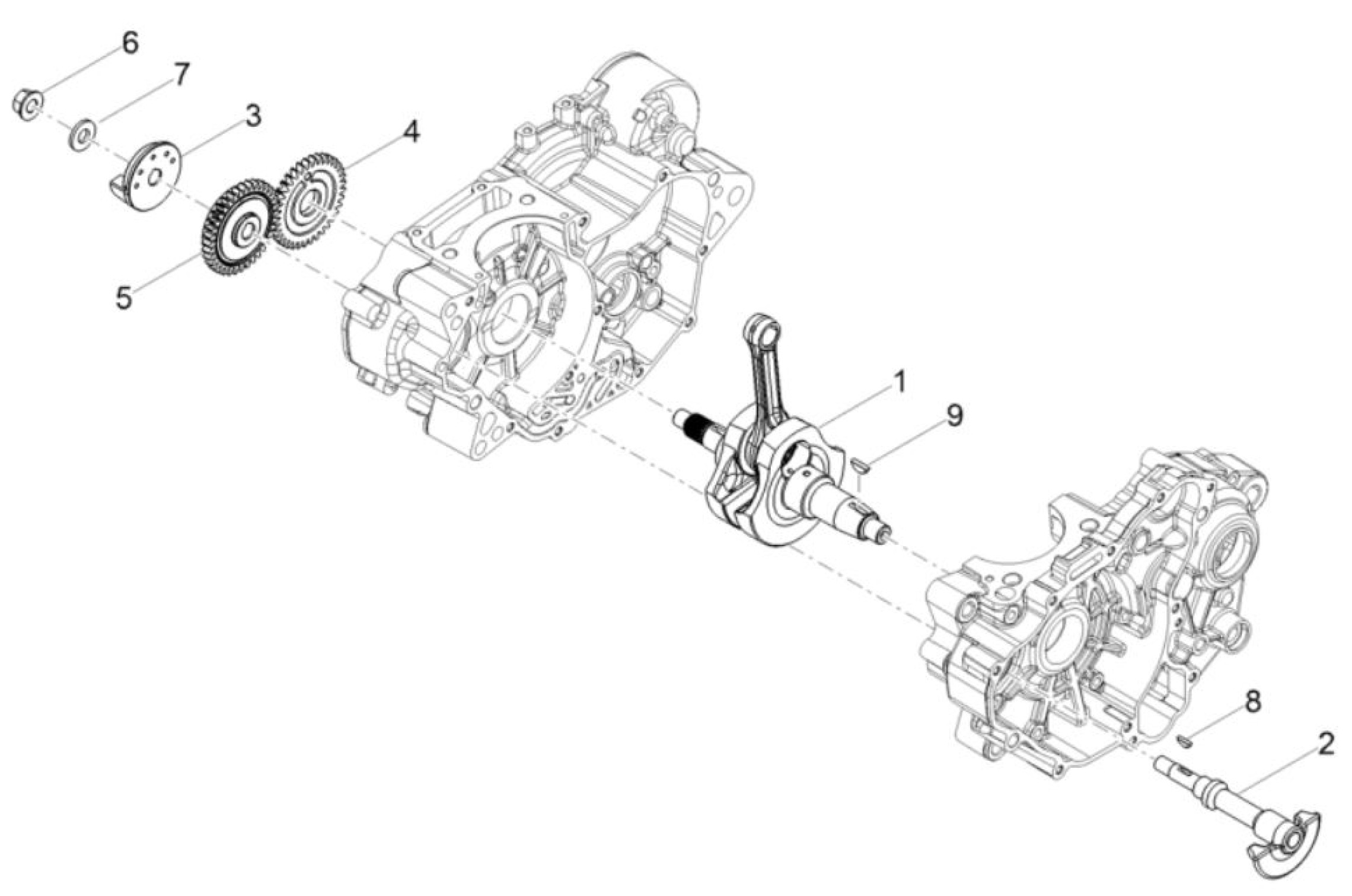 Explosionszeichnung Aprilia RS 125 E5+ u. a. Kurbelwelle