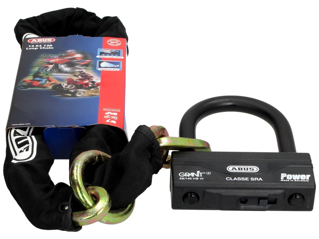 ABUS Granit 58 Schloss-Ketten-Kombination 12 mm, 1,20 m, Security Level 19