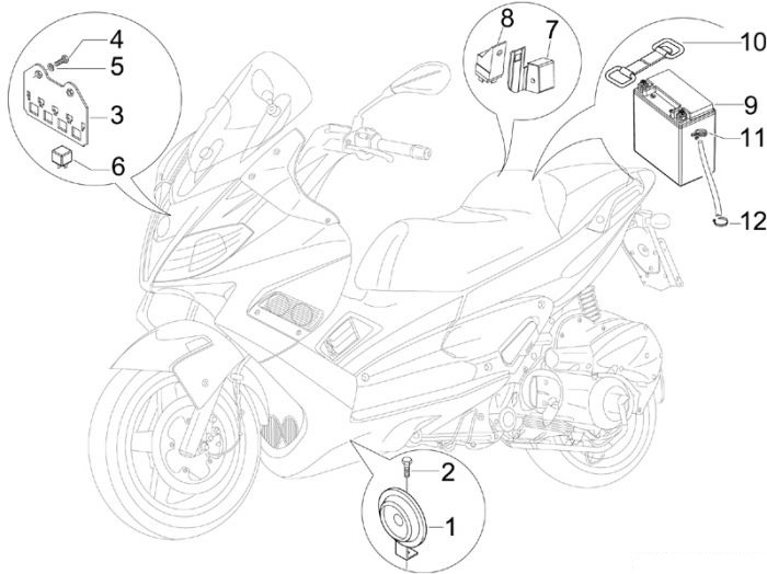 Aprilia Fernschalteren - Batterie - Hupe SR MAX 300