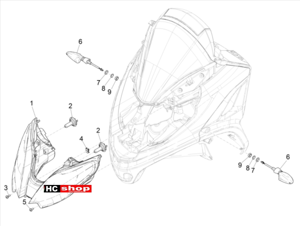 PIAGGIO MP3 300 HPE - 300 HPE SPORT ELEKTRISCHE ANLAGE Vorderleuchten - Blinkleuchten