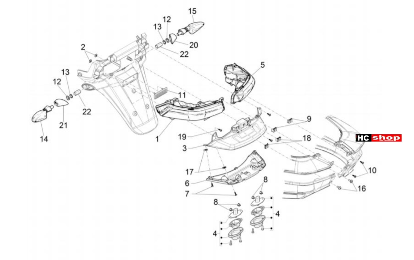 Piaggio MP3 350 Sport E4 ABS Elektrische Anlage Hinterleuchten