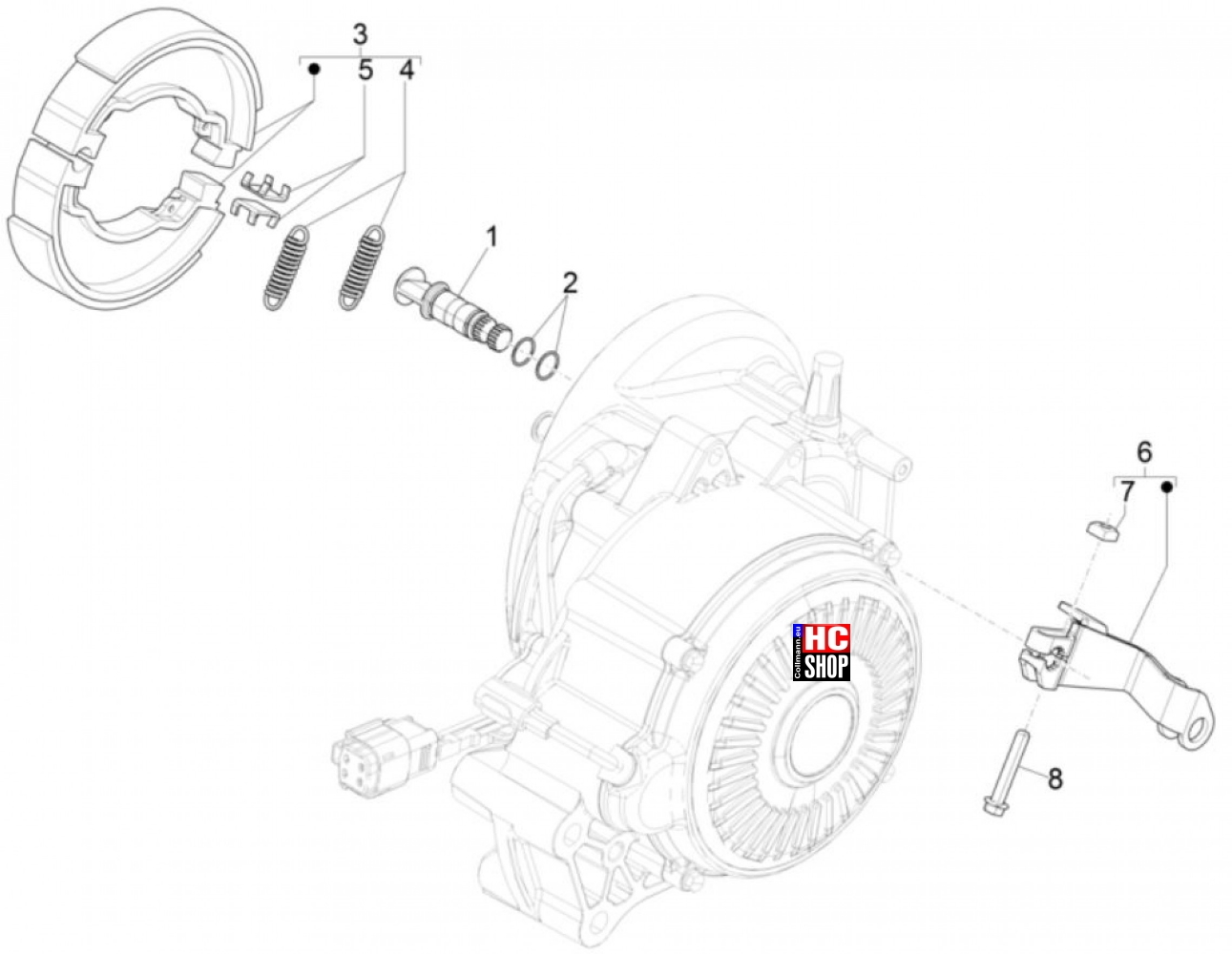 Vespa Elettrica 45KmH E5 Motor - Bremsanlage hinten