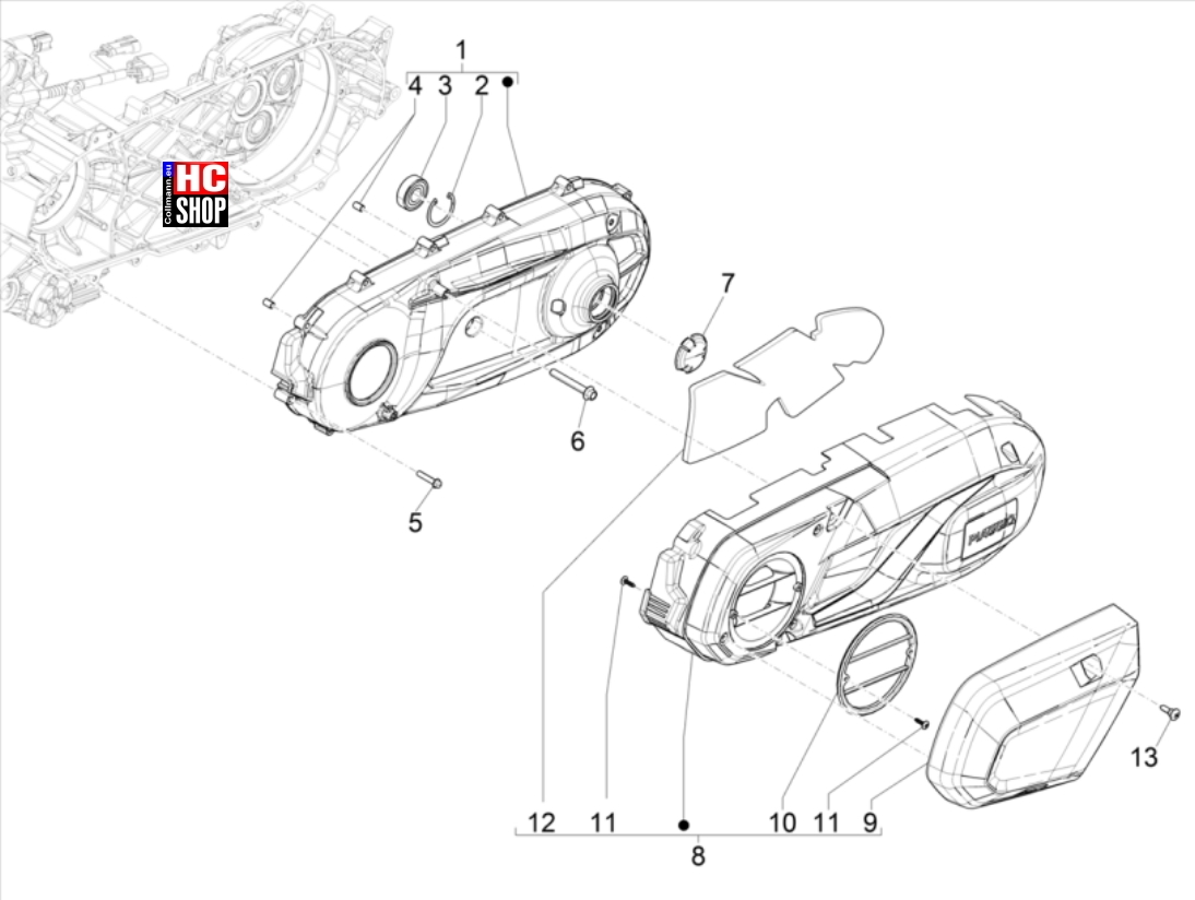 Piaggio MP3 400 hpe RST Classic - Sport Motor Kurbelwellendeckel - Kühlung Kurbelgehäuse