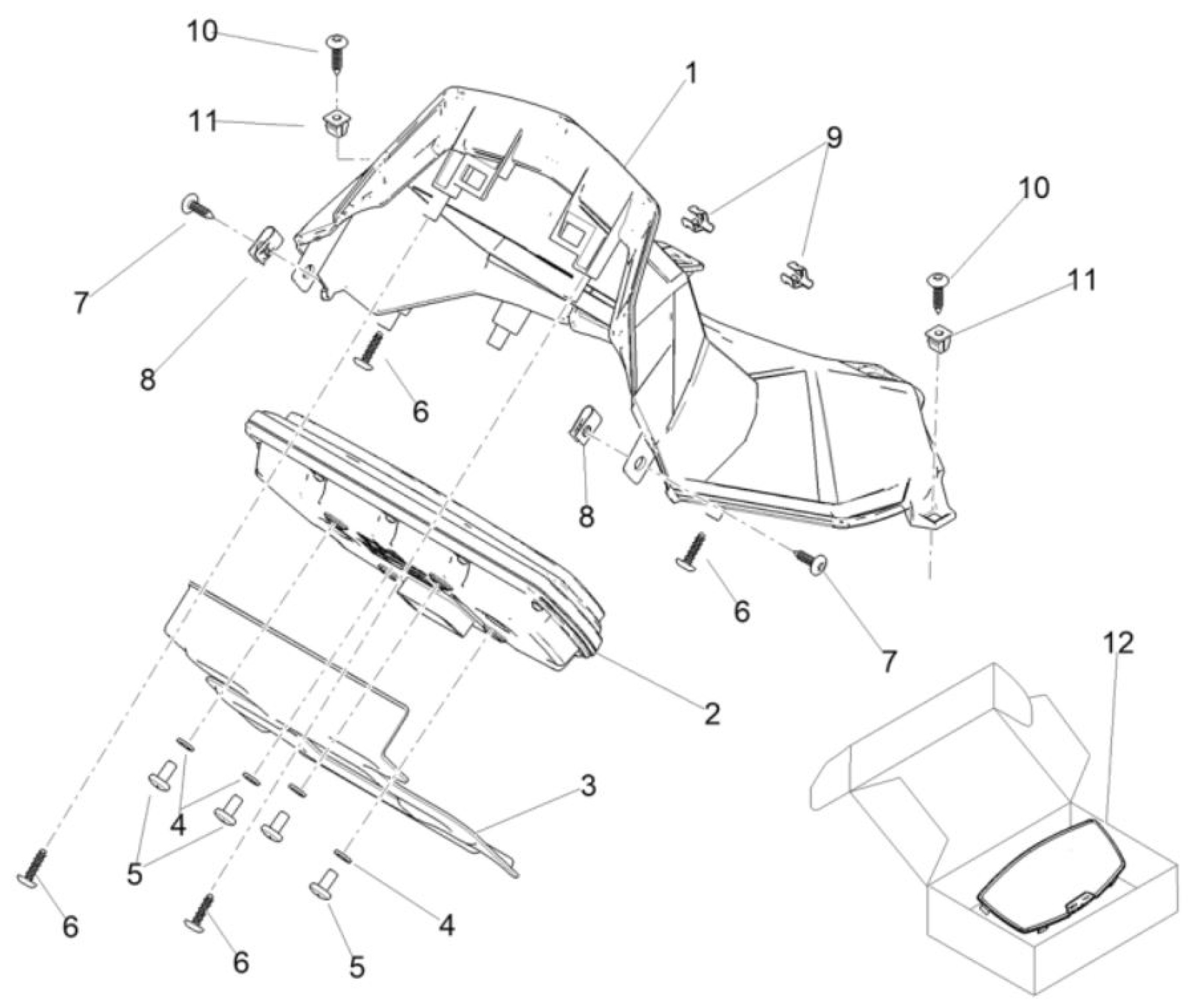 Explosionszeichnung Aprilia SR GT 125 / SR GT 200 Cockpitinstrumente (2021–2023)