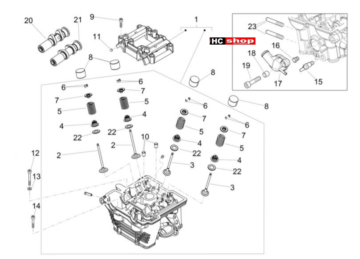 Aprilia RX 125 ABS Motor Zylinderkopf-Ventile