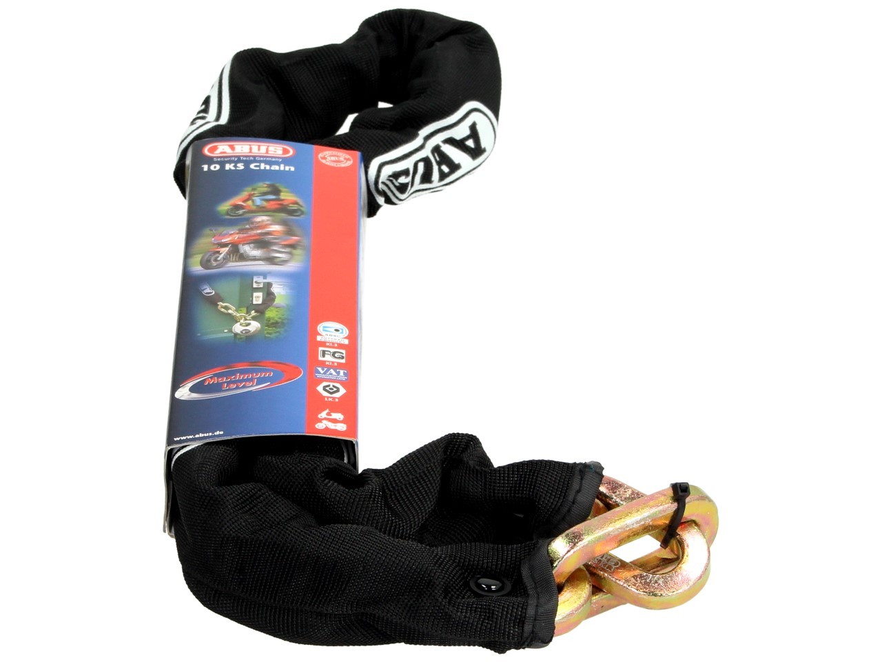 ABUS Sicherungskette 10 mm, schwarz, mit Textilschlauch – 1,10m