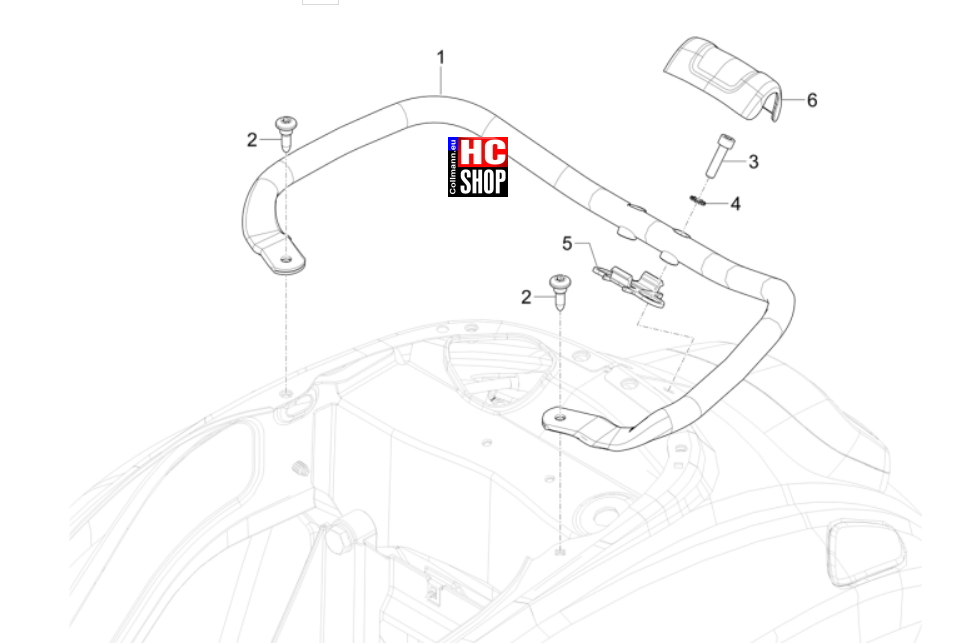Vespa Sprint Elettrica 45 KM/H - Fahrgestell-Plastformteil-Karosserien - Hinterer Gepäckträger