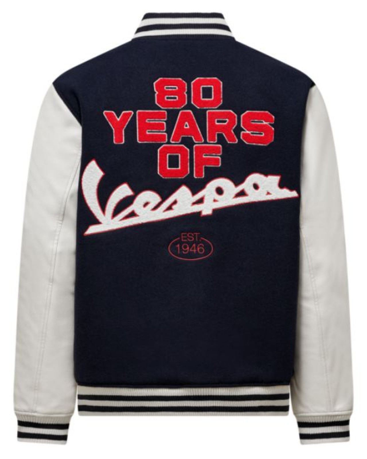 Vespa College-Jacke blau-beige-rot, Jubiläum Vespa 80th
