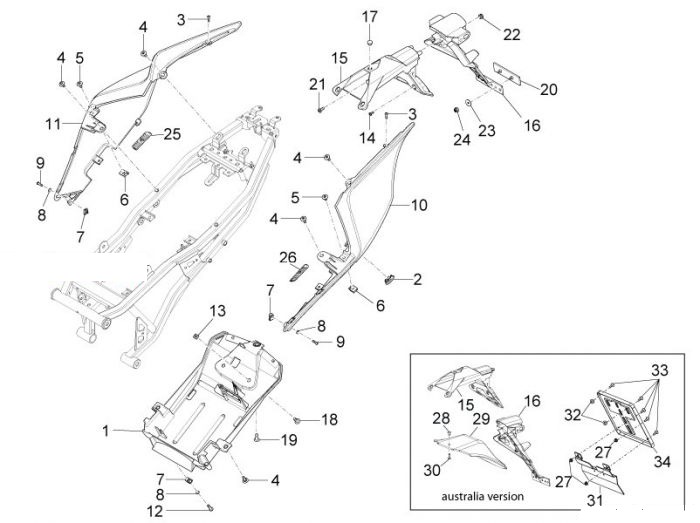 Aprilia Heckaufbau RS4 125 4T