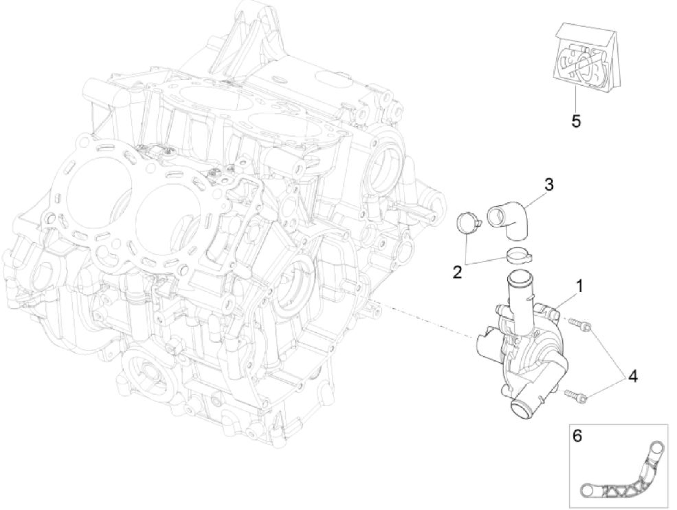 Explosionszeichnung Aprilia RSV4 1100 E5+ u. a. Wasserpumpe