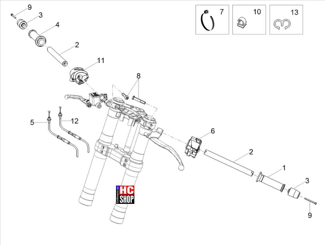 Aprilia RS 125 ABS E5 - Lenkstange Schaltungen - Lenkstange