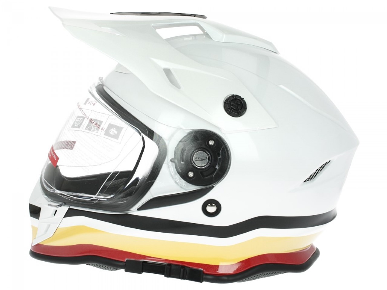 Moto Guzzi Integralhelm Adventure Touring V85, silber-gelb-rot, ECE 22.05
