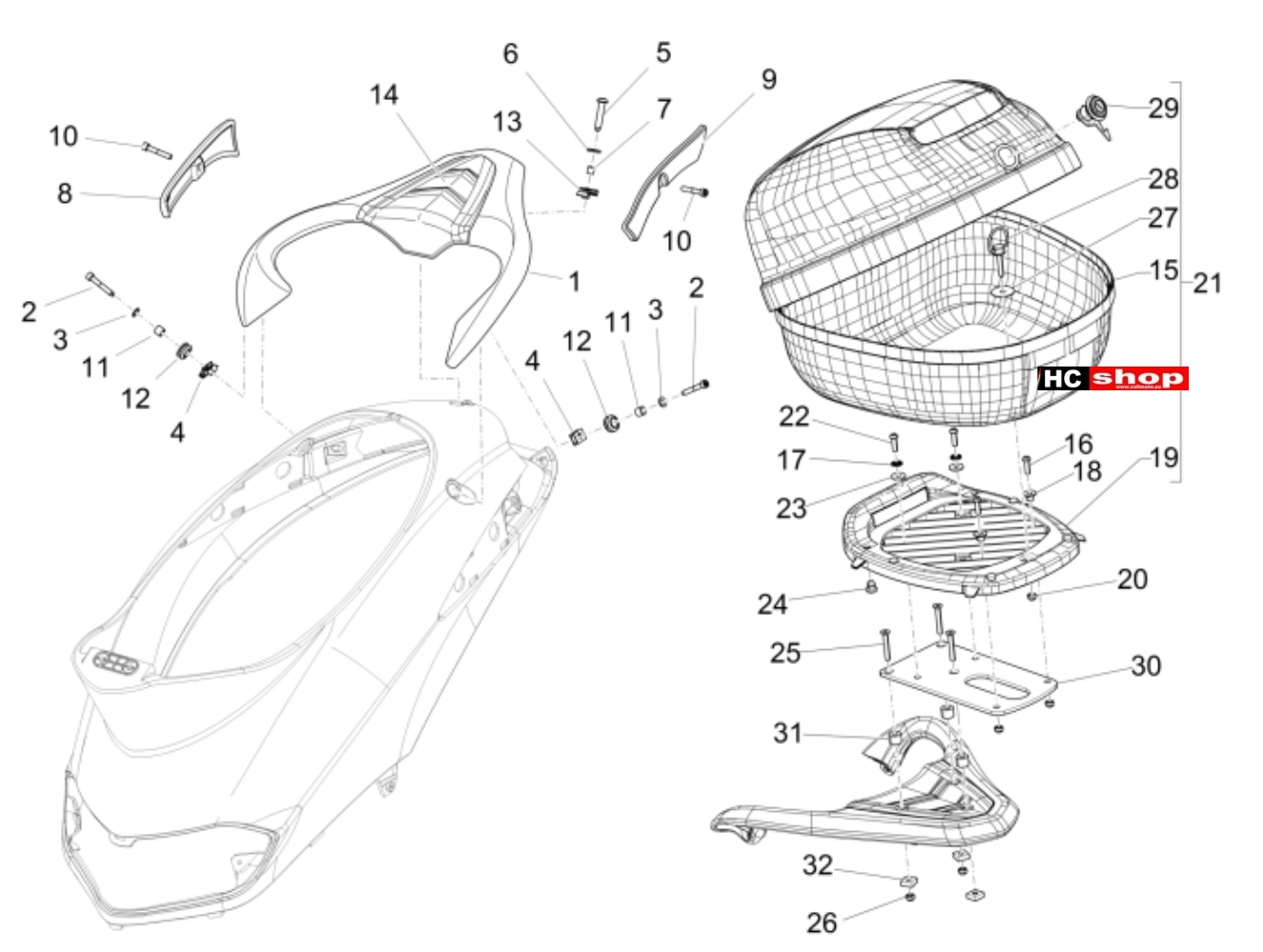 Piaggio Liberty 125 2V Fahrgestell Hinterer Gepäckträger