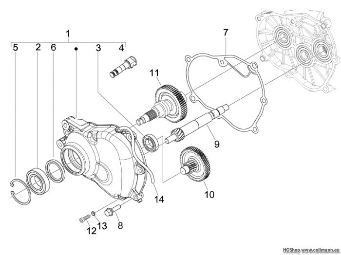 Vespa Einheit Getriebe S 125 4T