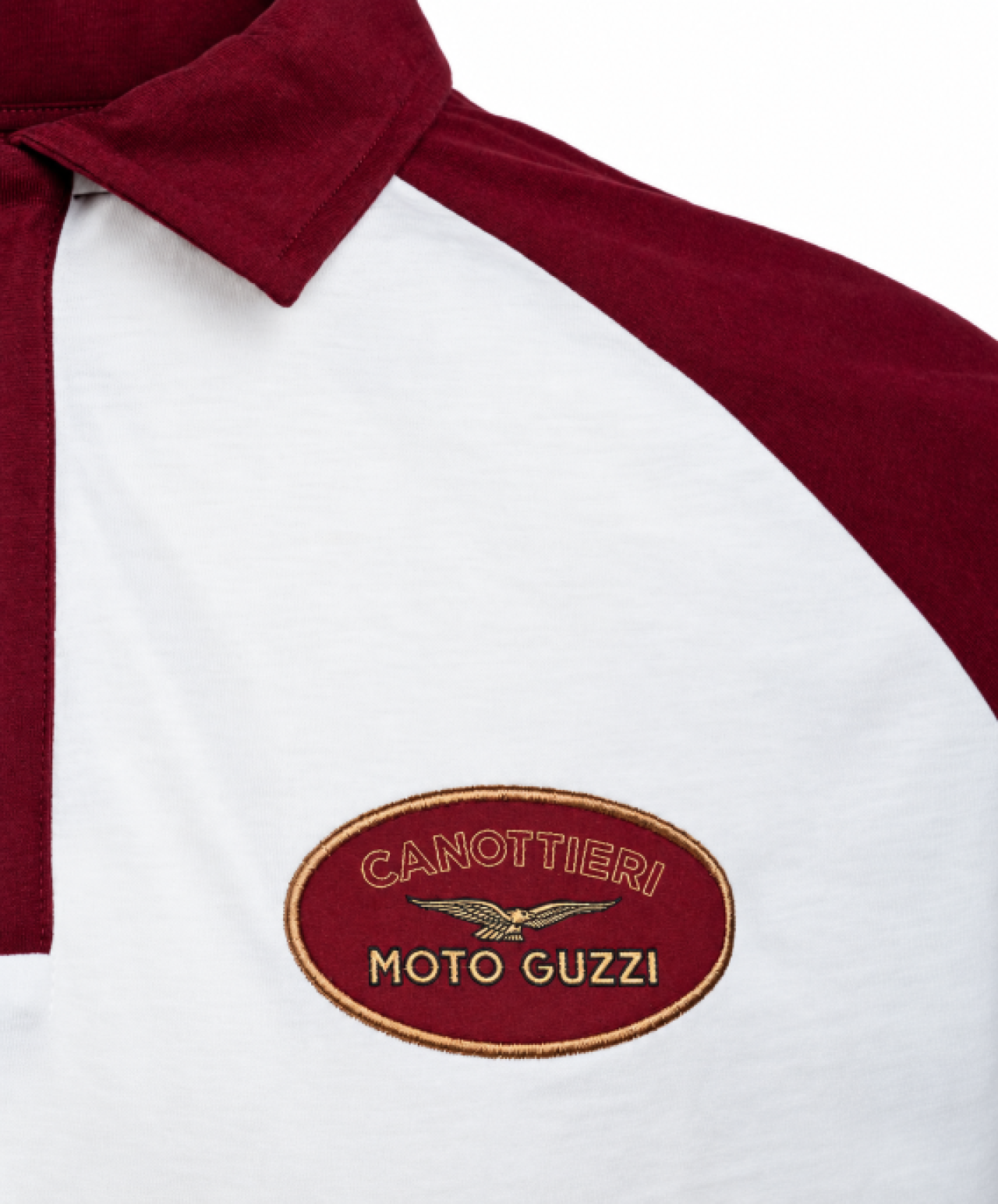 Moto Guzzi Polo-Shirt Canottieri, weiß mit roten Raglanärmeln