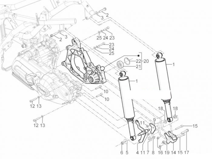 Piaggio MP3 YOUrban 300ie Sport Hintere Radaufhängung