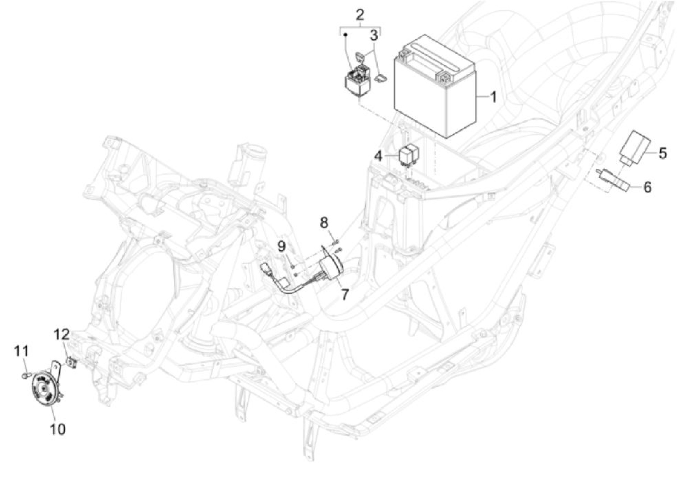 Explosionszeichnung Piaggio MP3 310 hpe Batterie