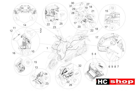 Piaggio Beverly 300 ABS Elektr. Anlage Hauptkabelbaum