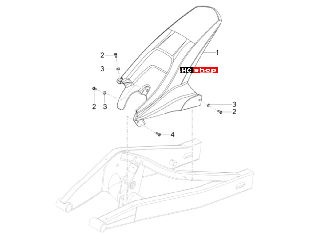 Aprilia Tuono 125 4T E4 ABS Aufbau Schutzblech Hinten