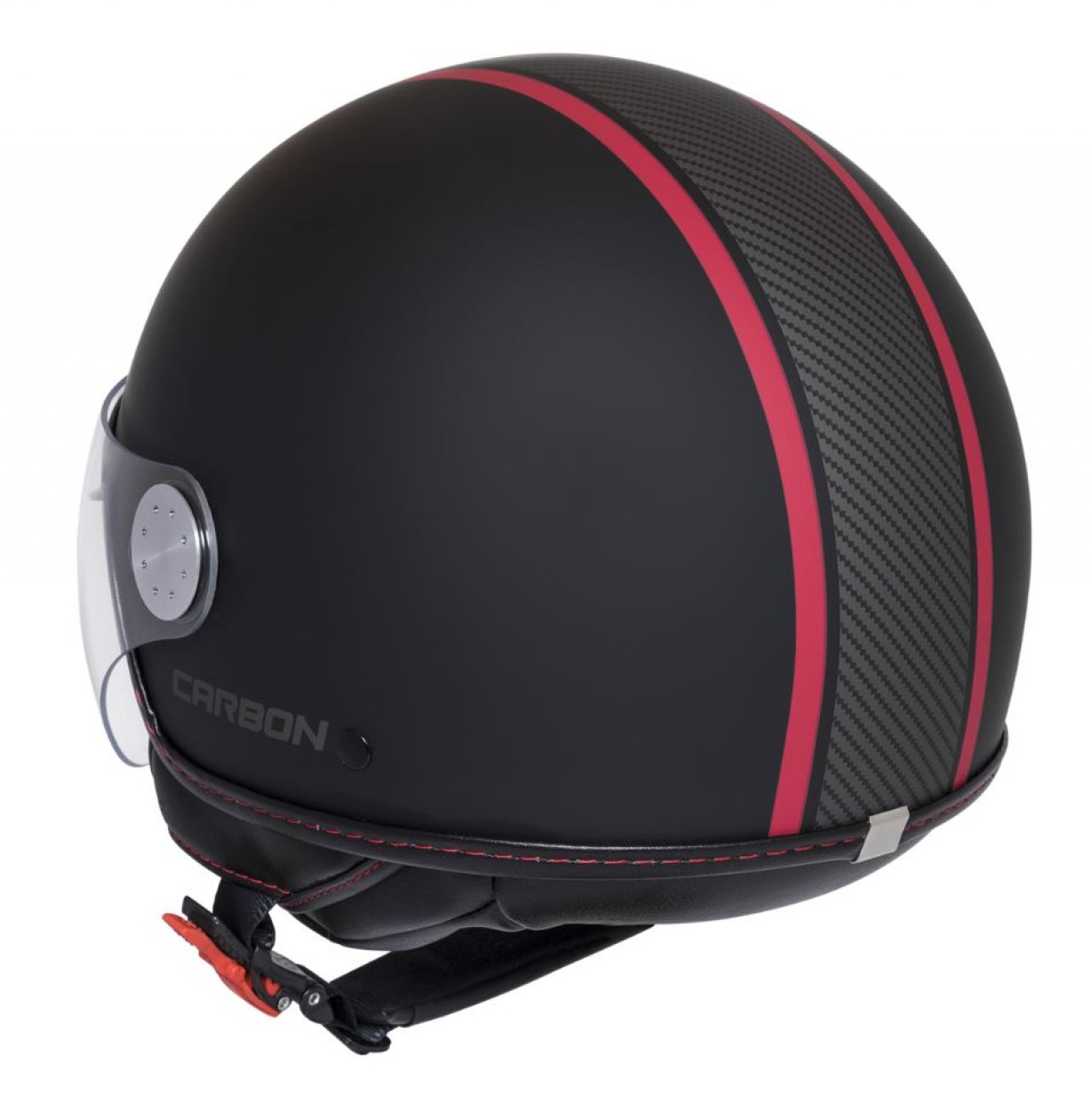 Moto Guzzi Jethelm Carbon Demi Jet, schwarz-rot matt, ECE 22.05