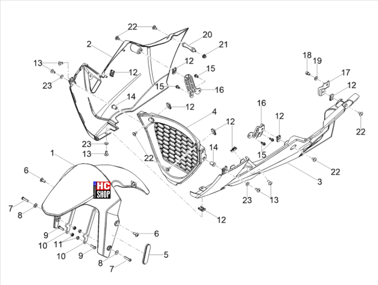Aprilia RS 125 ABS E5 - Aufbau Vorderes Schutzblech-Stütze