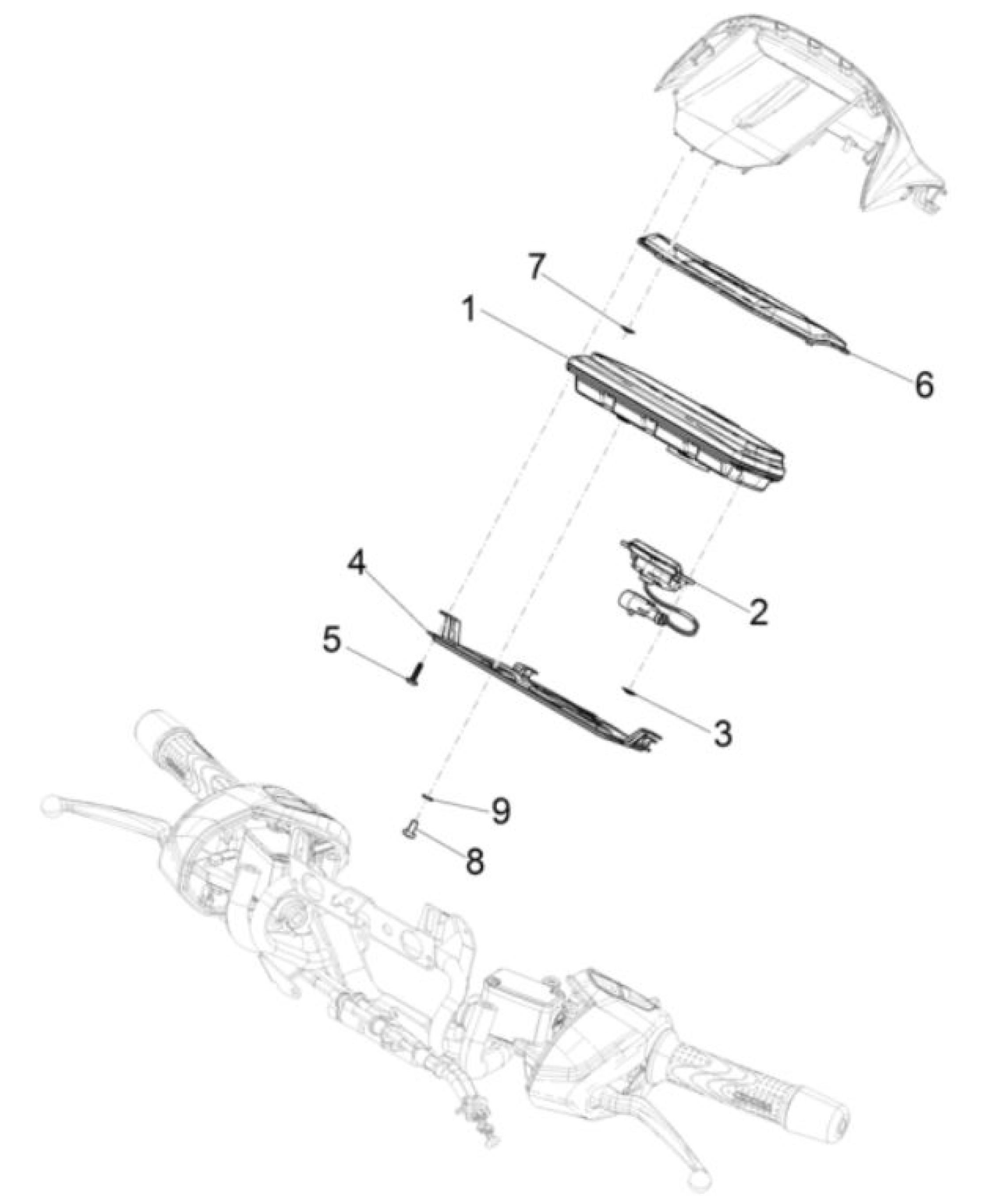 Explosionszeichnung Piaggio Beverly 300 HPE E5 / Beverly 400 HPE E5 Cockpitinstrumente (2023)
