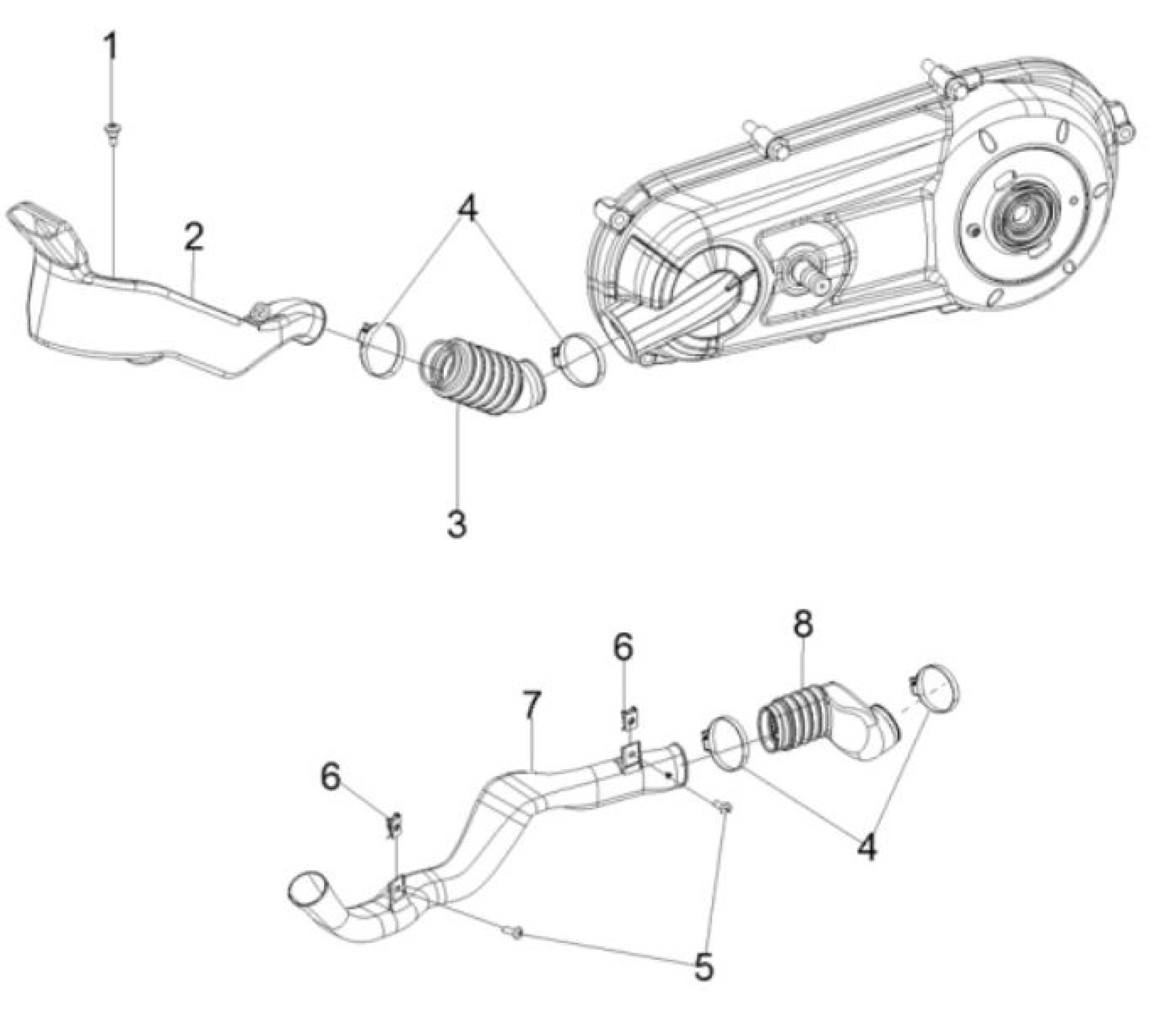 Explosionszeichnung Aprilia SR 125 Motard / SR Motard 160 Ansaugleitung