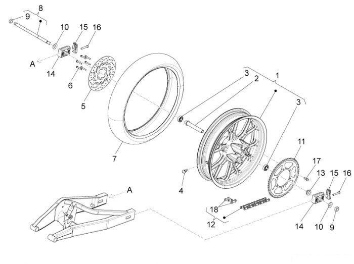 Aprilia Hinterrad RS4 125 4T