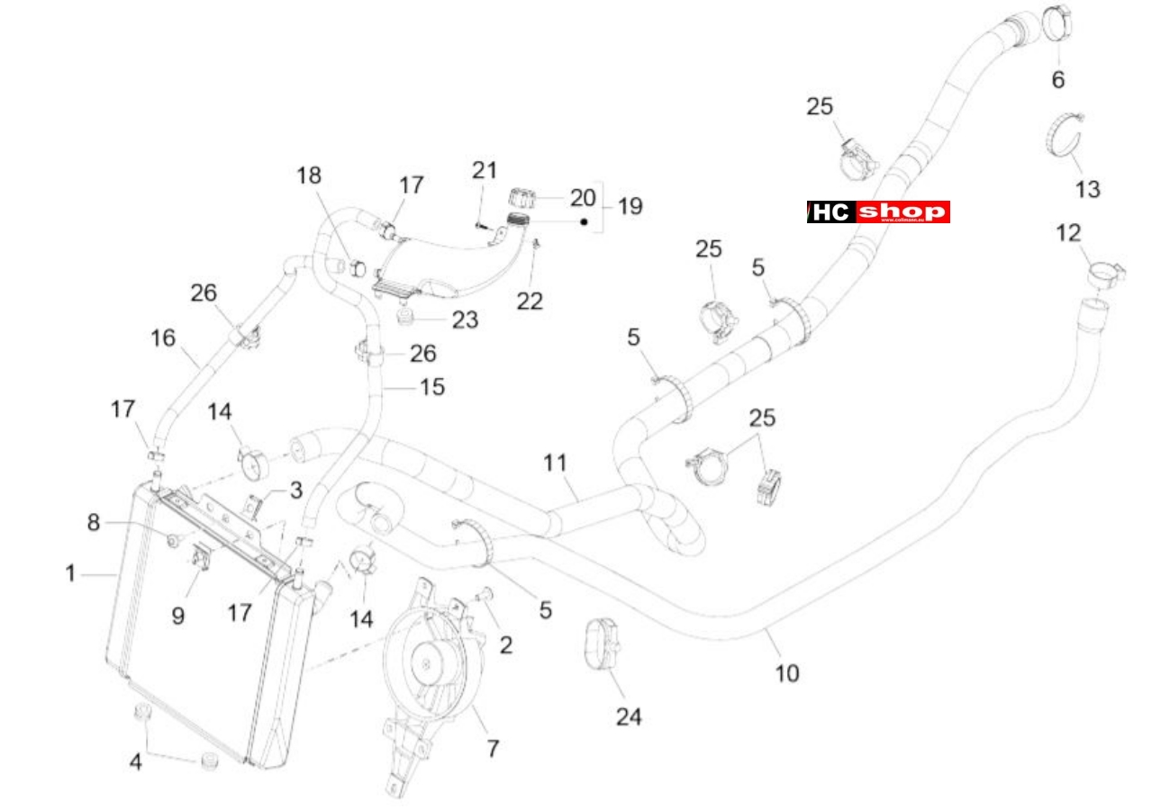 Piaggio MP3 350 Sport E4 ABS Fahrgestell Kühlungsanlage