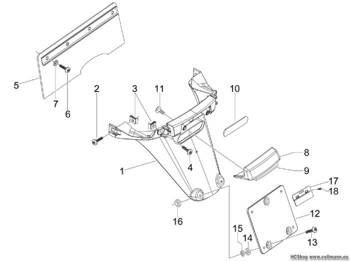 Vespa Hinterabdeckung - Kotflügellappen S 125 4T