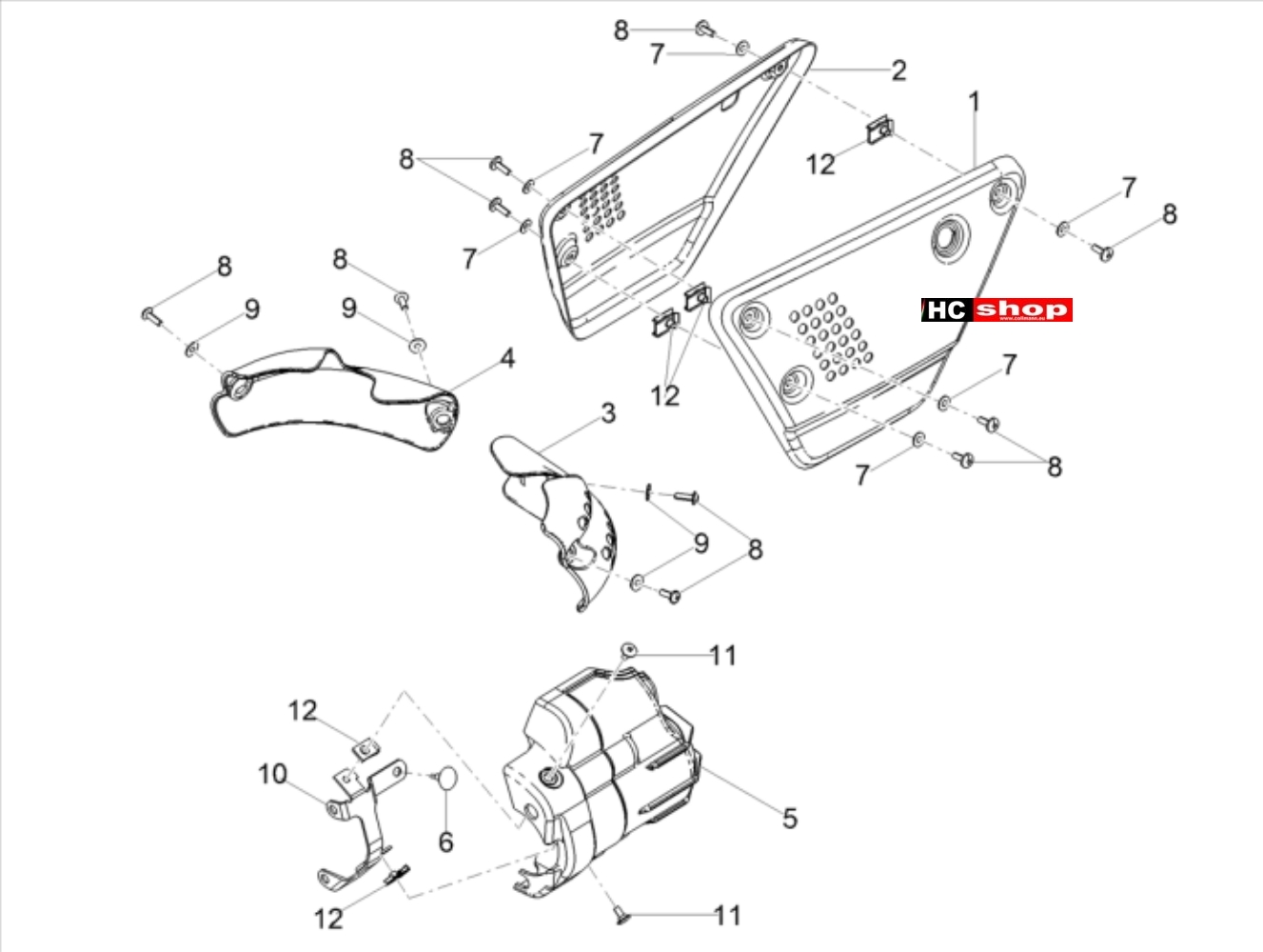 Moto Guzzi V7 III Stone S Mittlerer Aufbau – Seitenteil links
