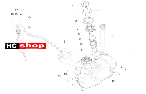 Piaggio Beverly 350 E4 Sport Touring Fahrgestell Benzintank