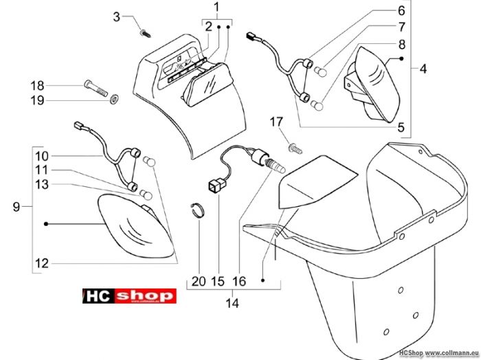 Piaggio Hinterleuchten - Blinkleuchten X9 500