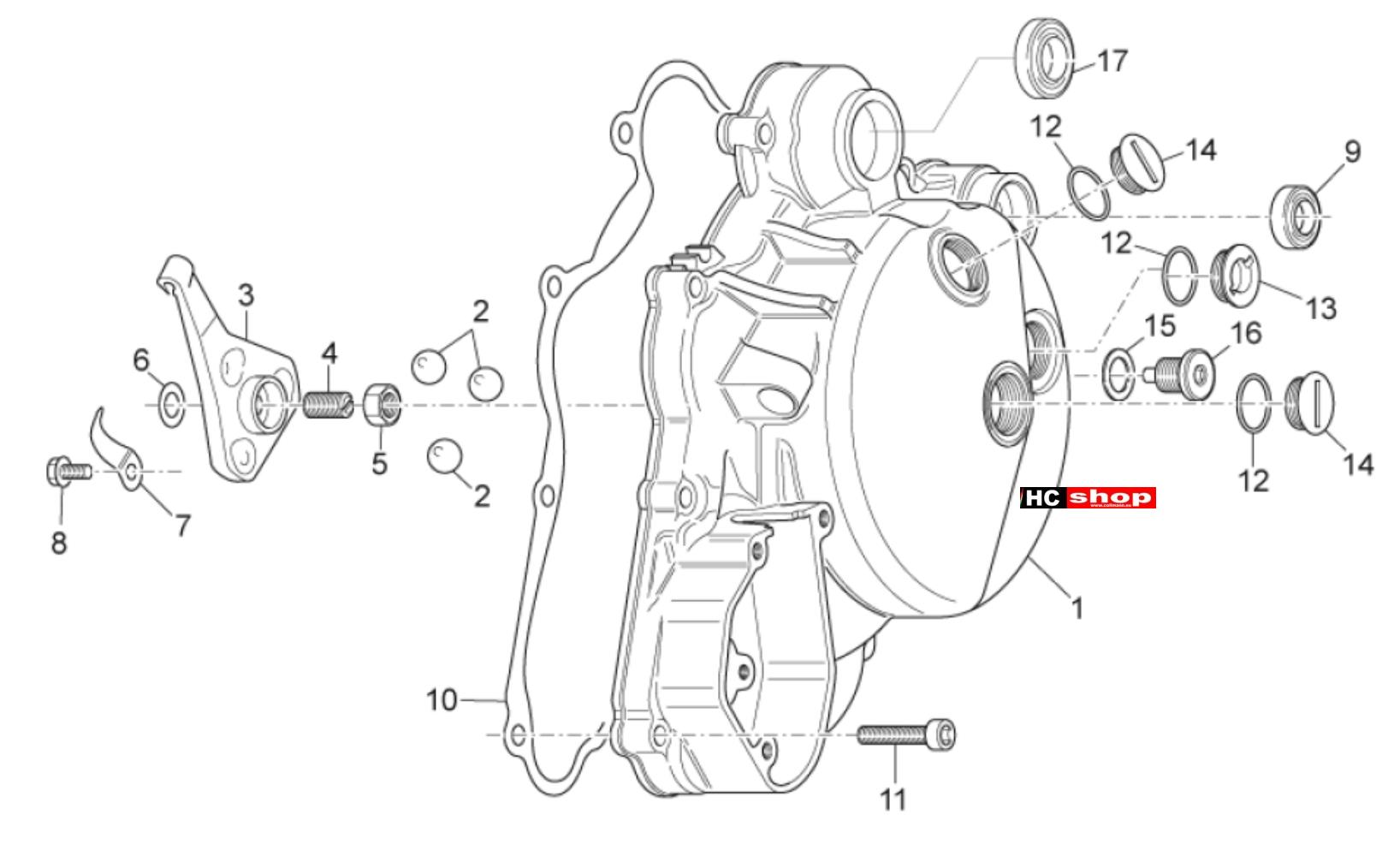 Aprilia RX-SX 125 - Motor-Kupplungsdeckel