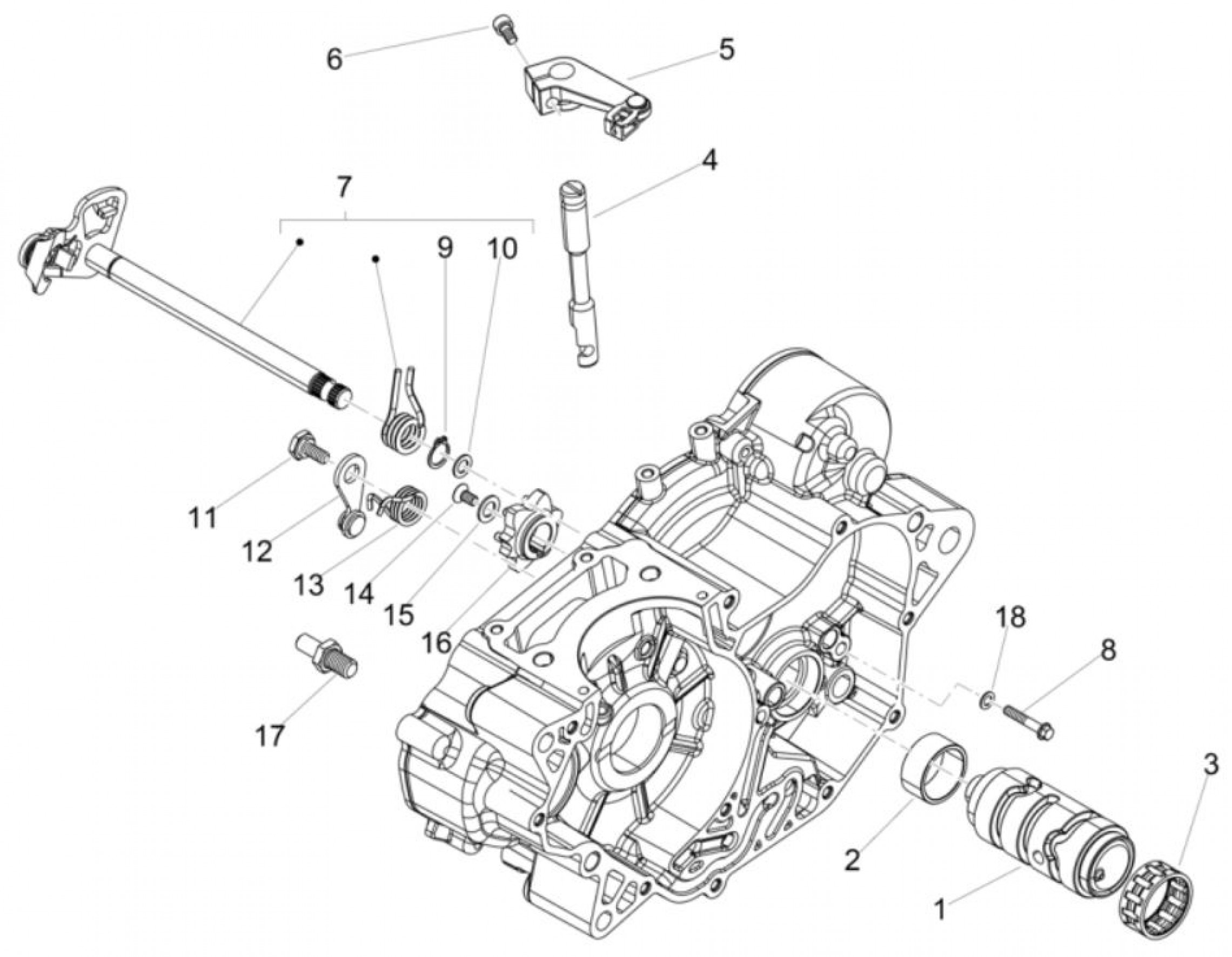 Explosionszeichnung Aprilia RX 125 E5 u. a. Schaltwelle