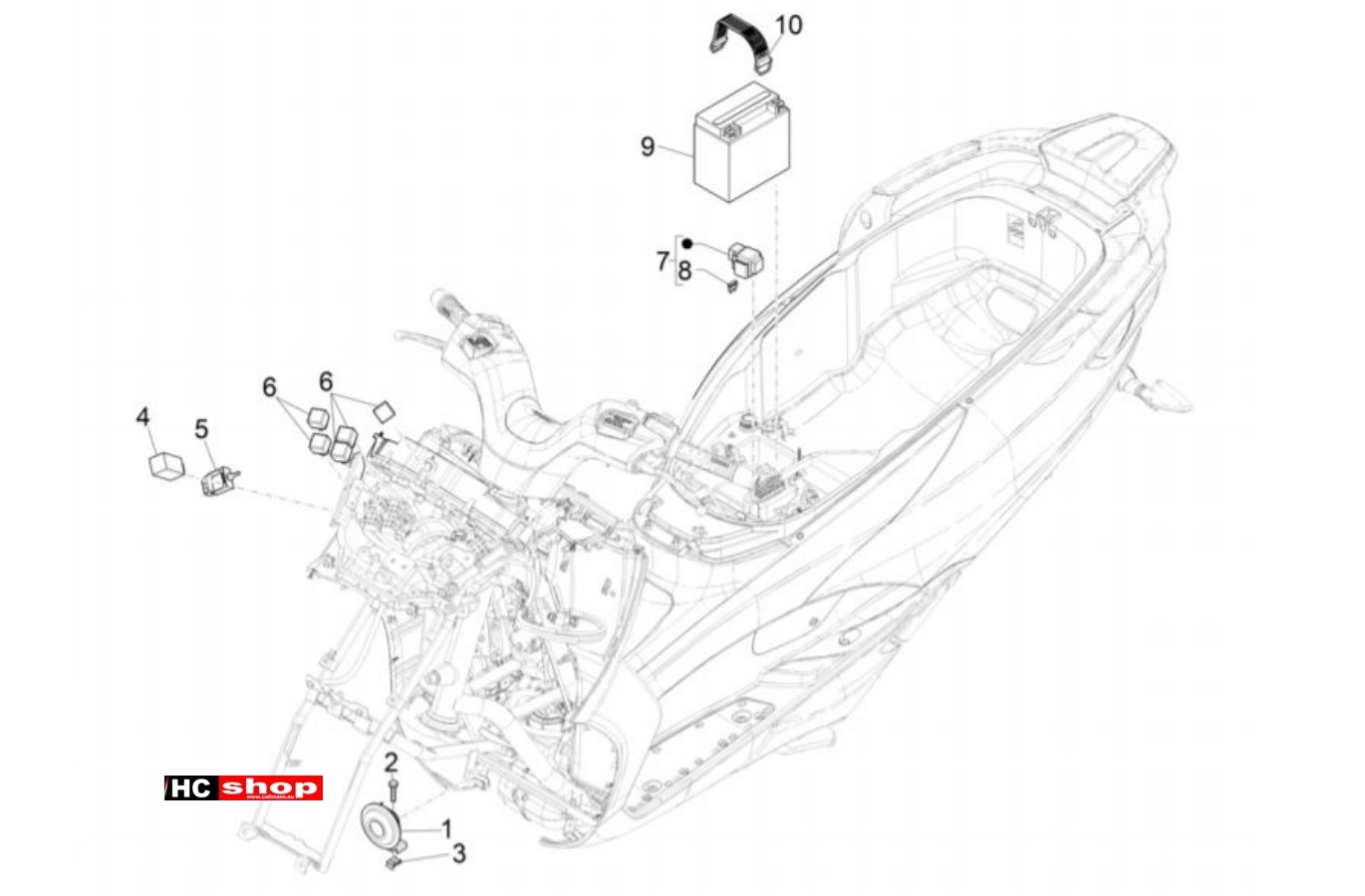 Piaggio MP3 350 Sport E4 ABS Elektrische Anlage Fernschalter