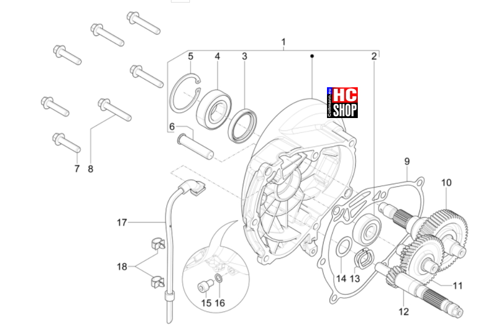 Vespa Sprint Elettrica 45 KM/H - Elektromotor - Einheit Getriebe