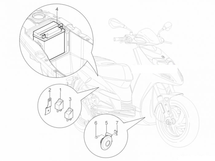 Piaggio Fernschalteren - Batterie - TPH 125