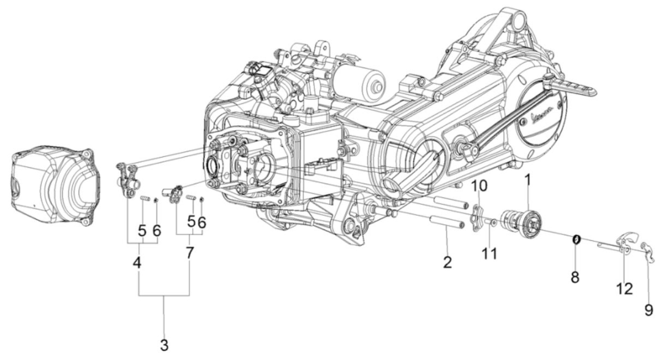 Explosionszeichnung Aprilia SR 125 Motard / SR Motard 160 / SXR 160 Schwinghebelhalterung