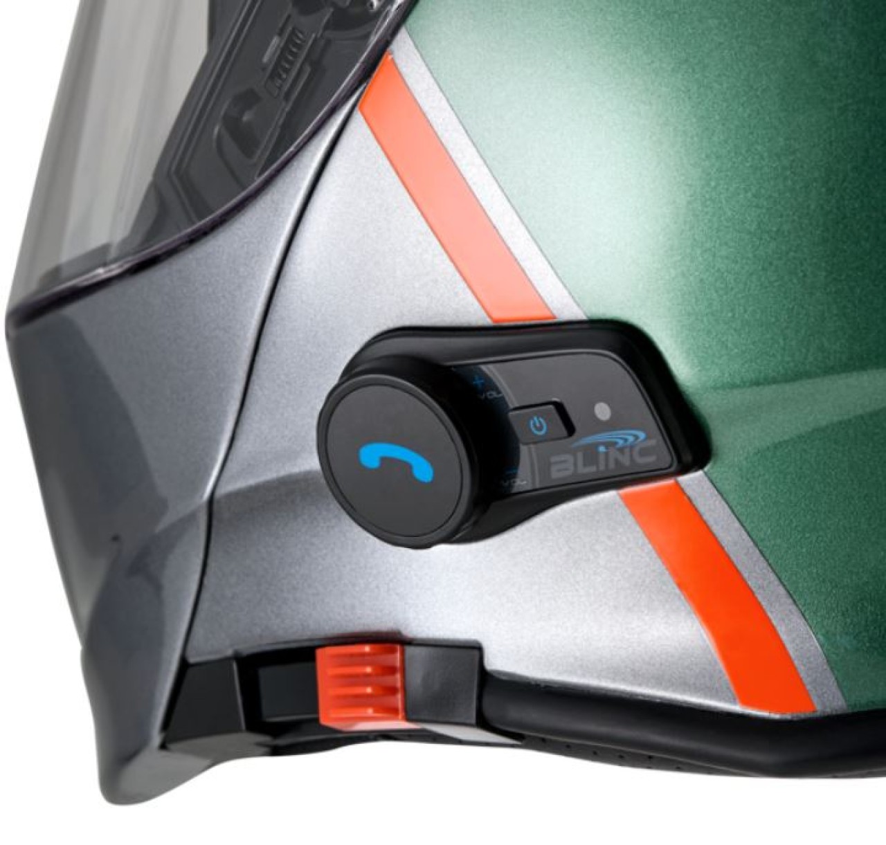 Moto Guzzi Klapphelm mit Bluetooth, grün-silber glänzend, ECE 22.06