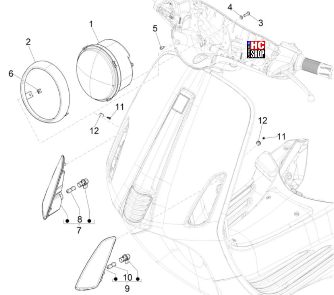 Vespa Elettrica 45KmH E5 Elektrische Anlage - Scheinwerfer