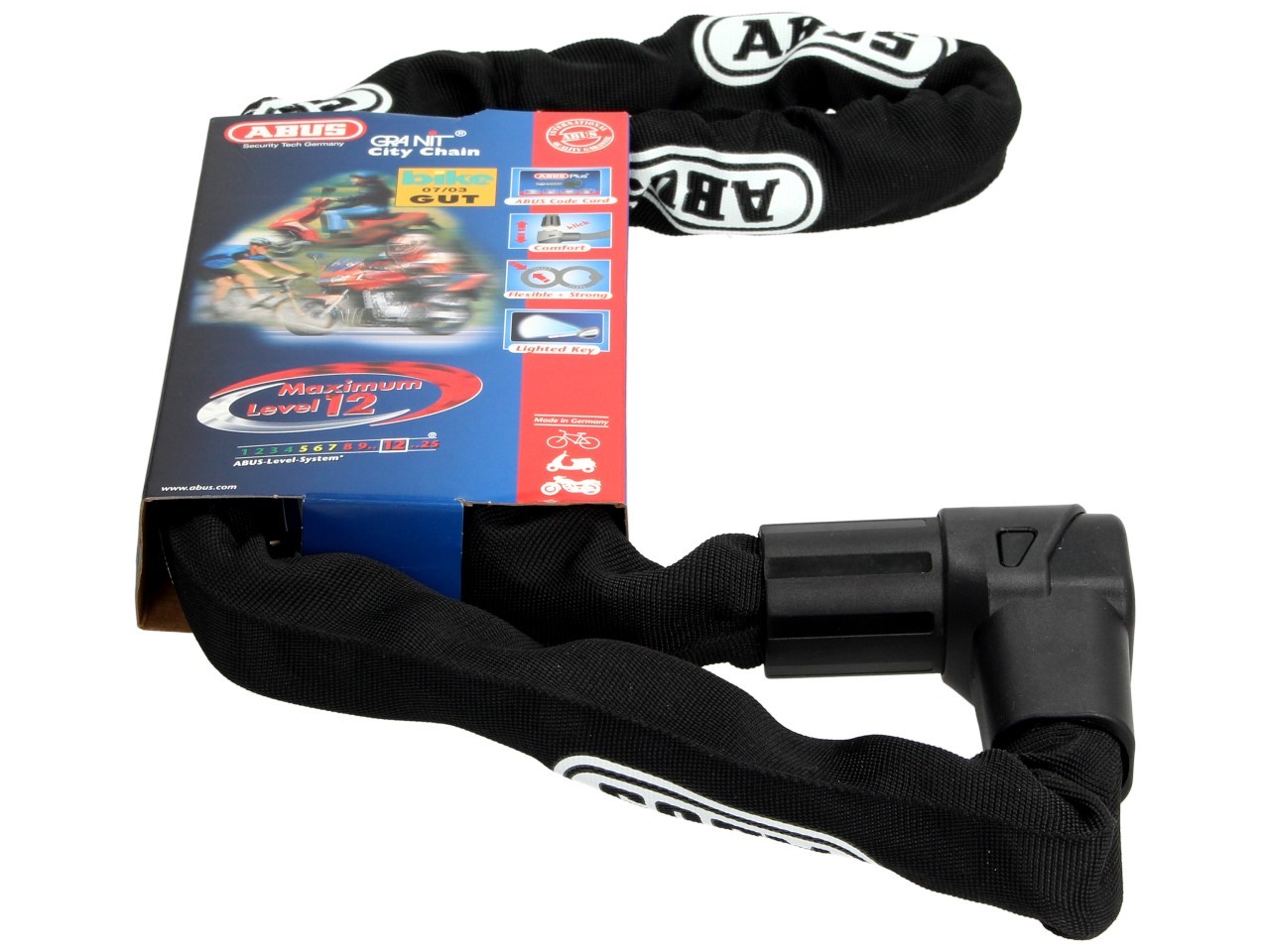 ABUS Schloss-Ketten-Kombination City Chain 1010, 1,40 m, schwarz