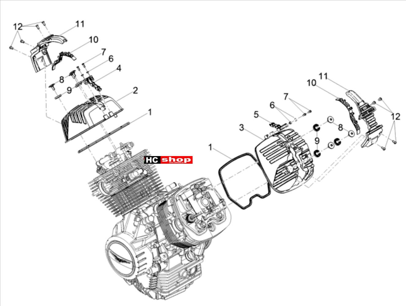Moto Guzzi V85 TT E4 Motor Kopfdeckel – Kopf Deckel Dichtung