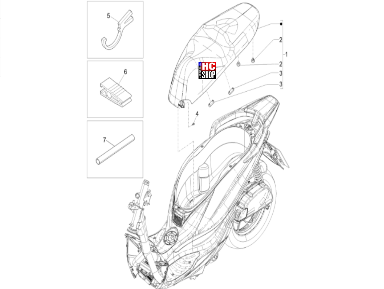 Piaggio Medley 125 E5 Fahrgestell Sitzbank