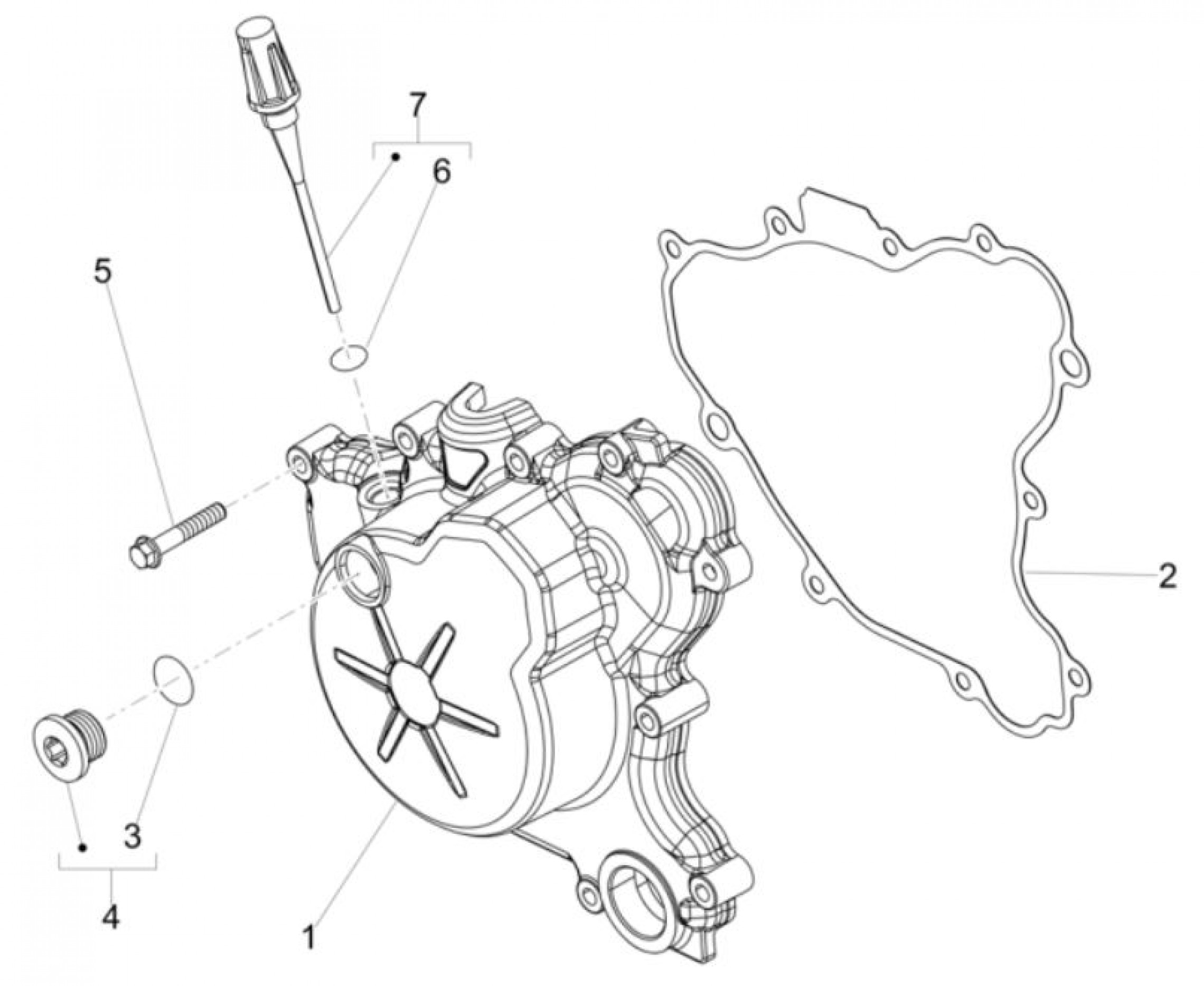 Explosionszeichnung Aprilia RX 125 E5 / SX 125 E5 / Tuono 125 ABS Lichtmaschinendeckel